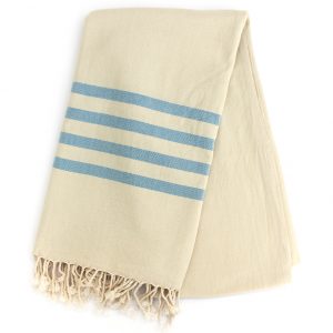 Sandvig hammam badehåndklæde i lyse blå striber